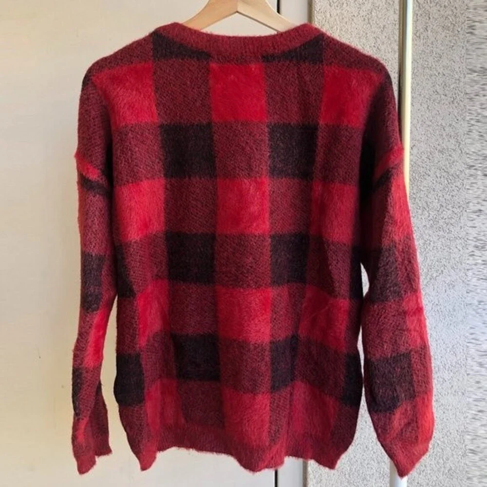 Cyrus Plaid Sweater Red & Black Size S - Picture 3 of 9
